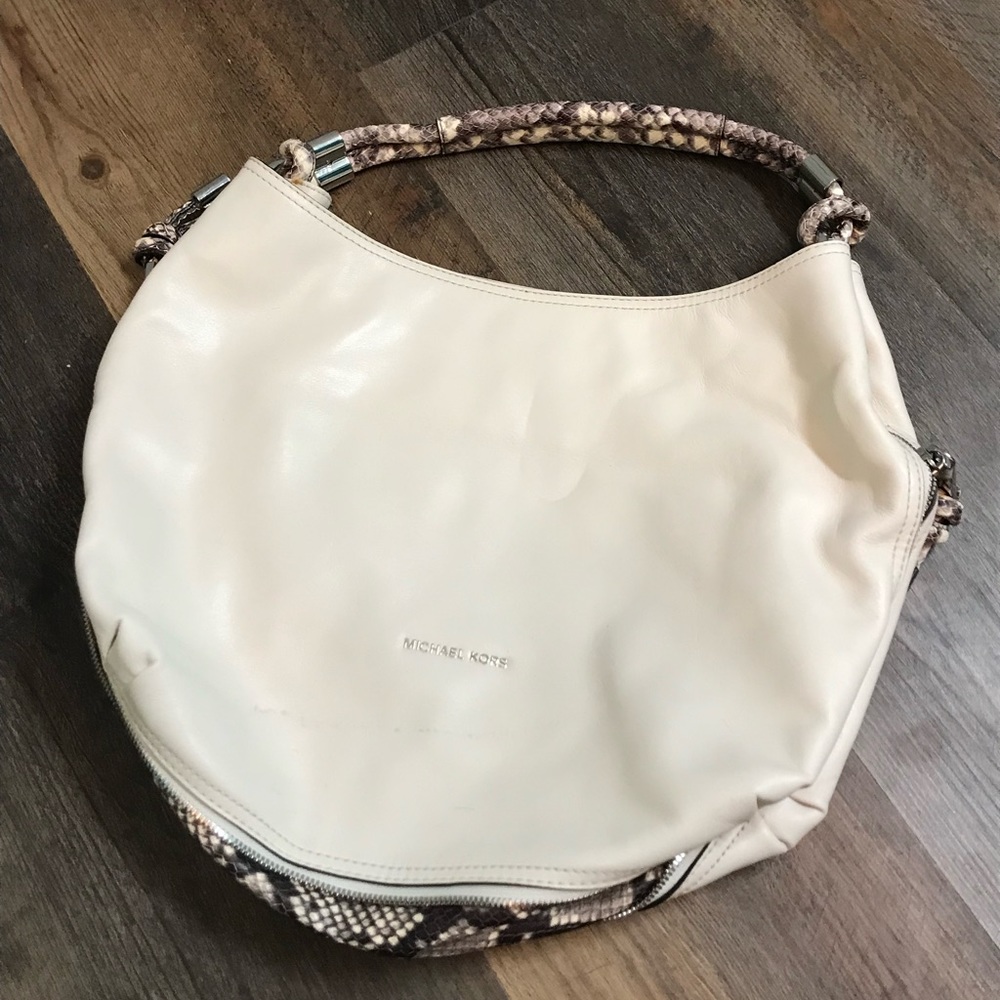 Michael kors purse white with snake skin